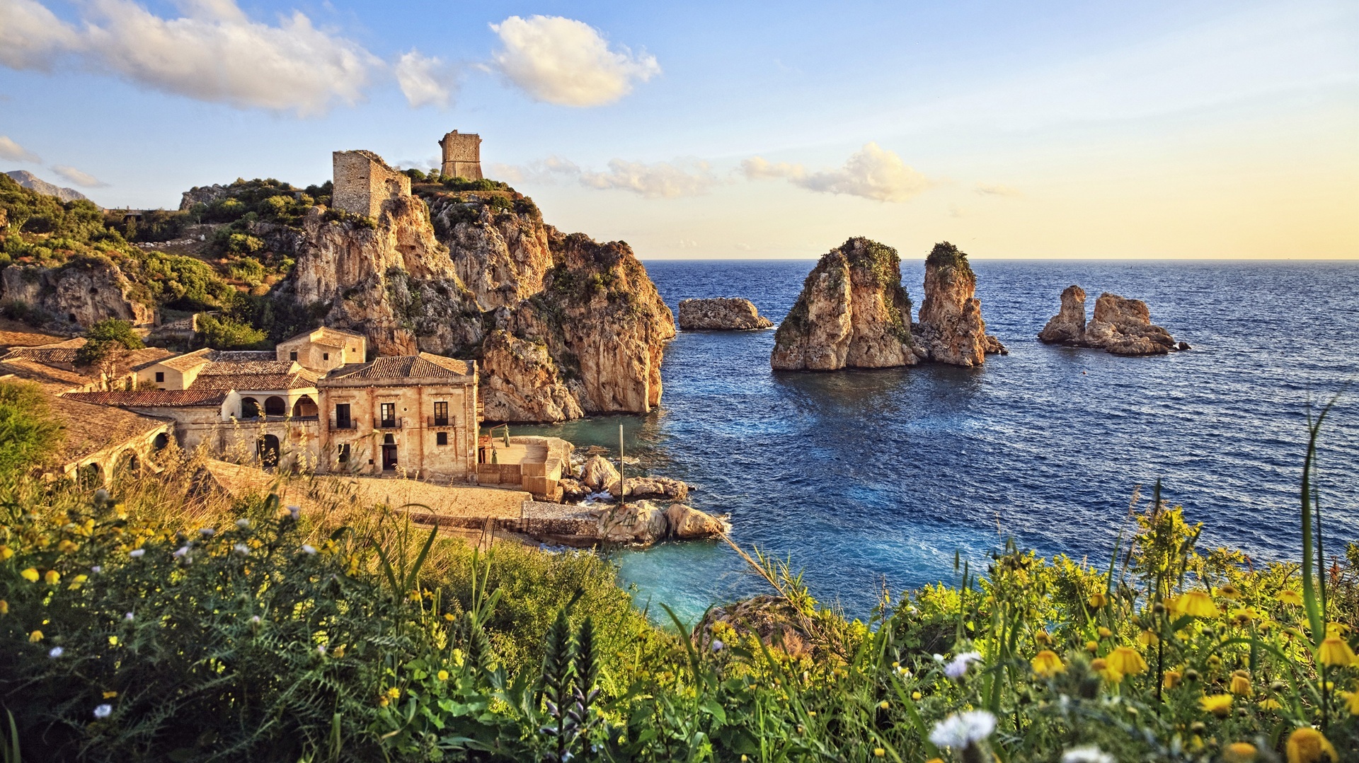 A wide shot of the La Tonnara Scopello - Sicilian Odyssey, Rocco Forte Hotels