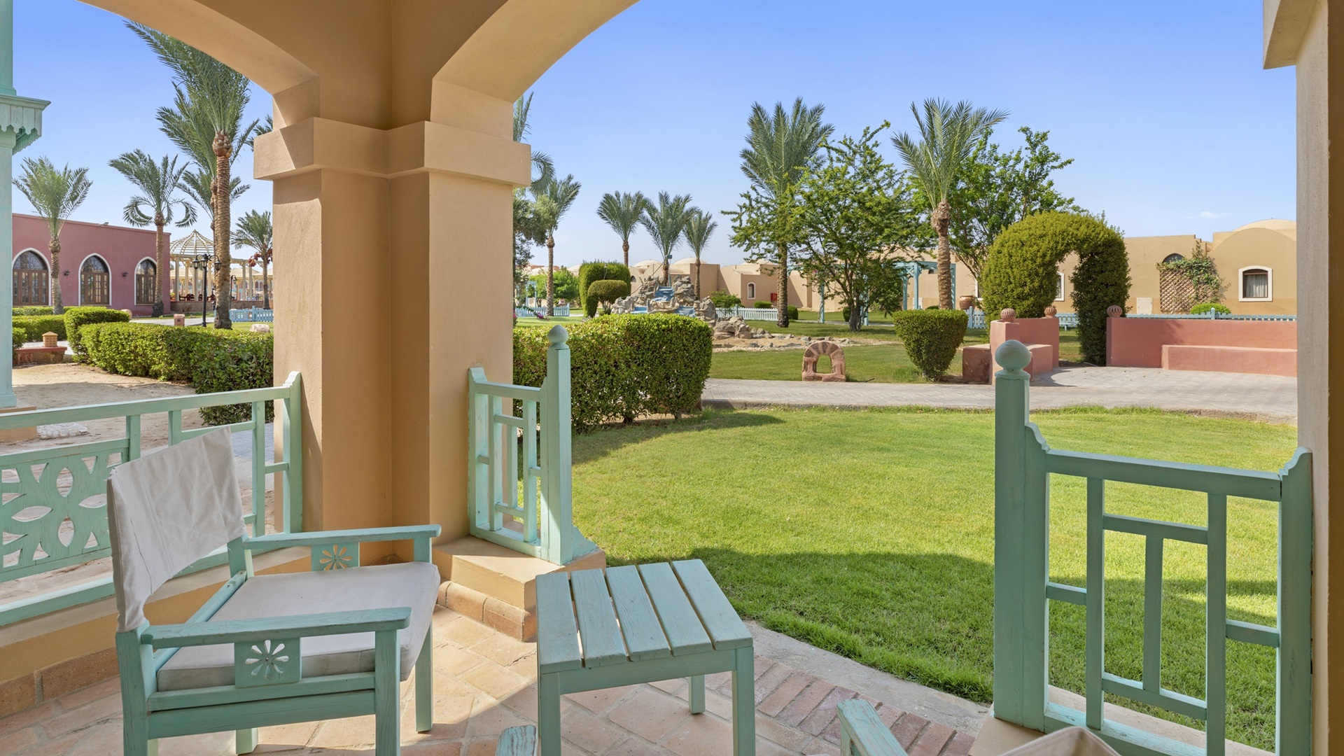 A shot of the view from the Terrace garden with the Standard Room at the Swissôtel Resort El Quseir in Egypt
