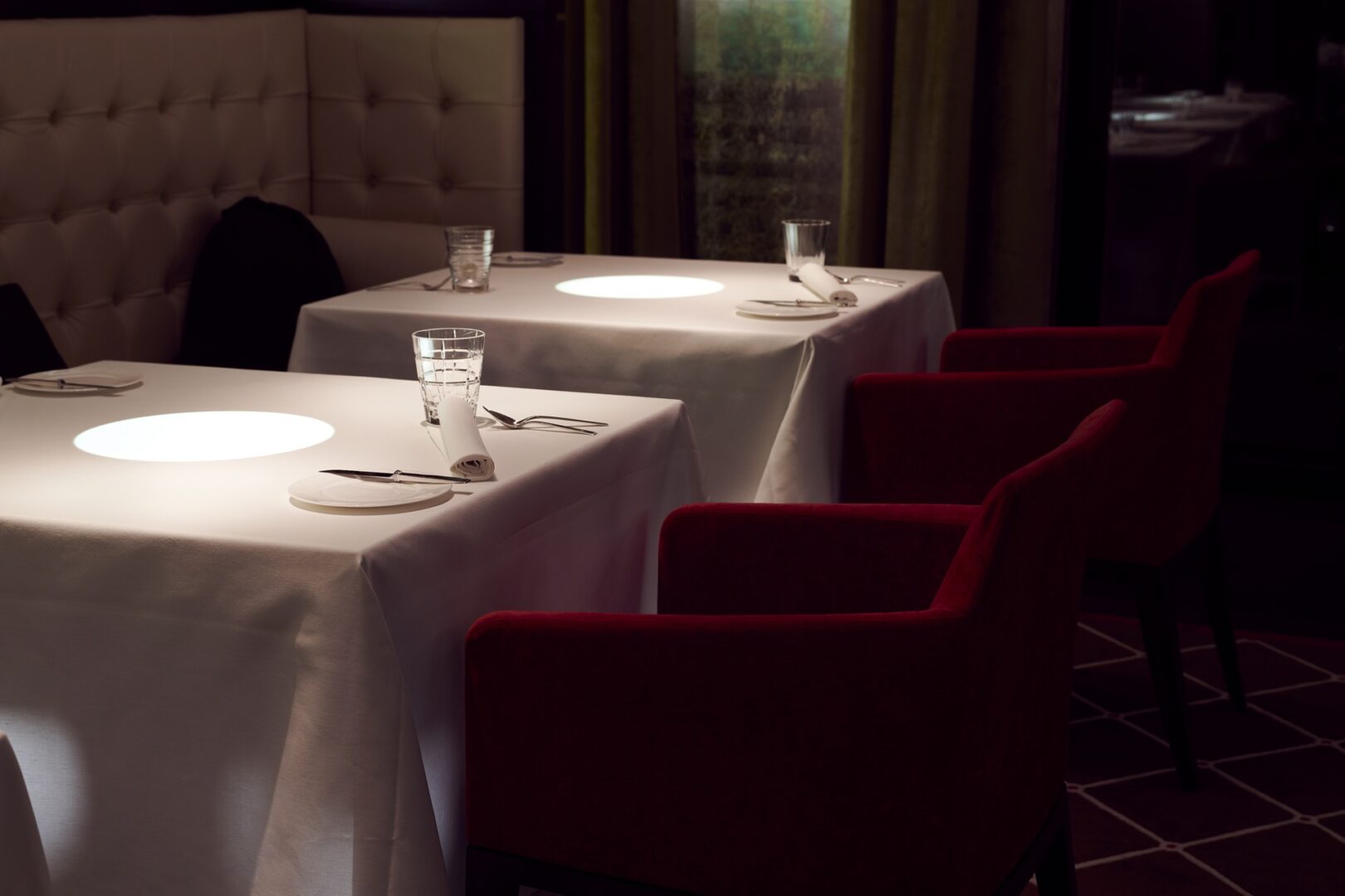 An image focused on the tables inside the restaurant at The Dolder Grand Zurich