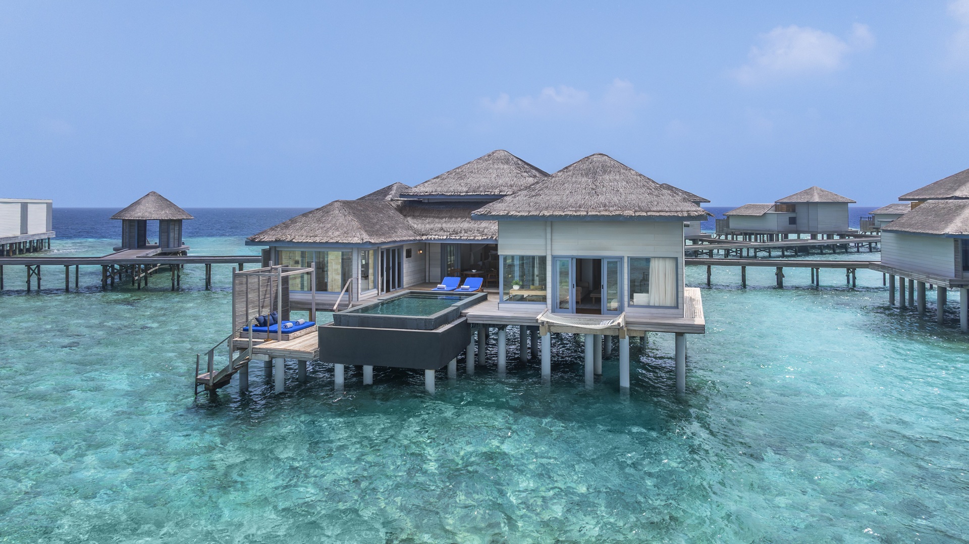 An exterior shot of the Overwater Villa at The Halcyon Private Isles Maldives