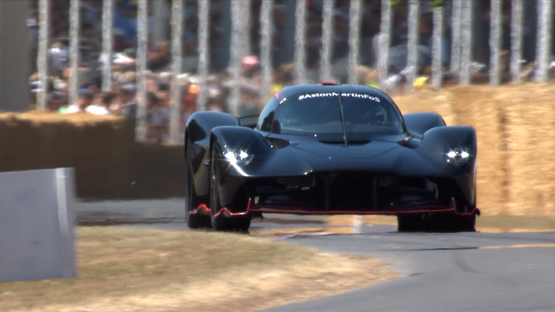 A dynamic shot of the Aston Martin Valkyrie at the Hill Climb at the Goodwood Festival of Speed 2026