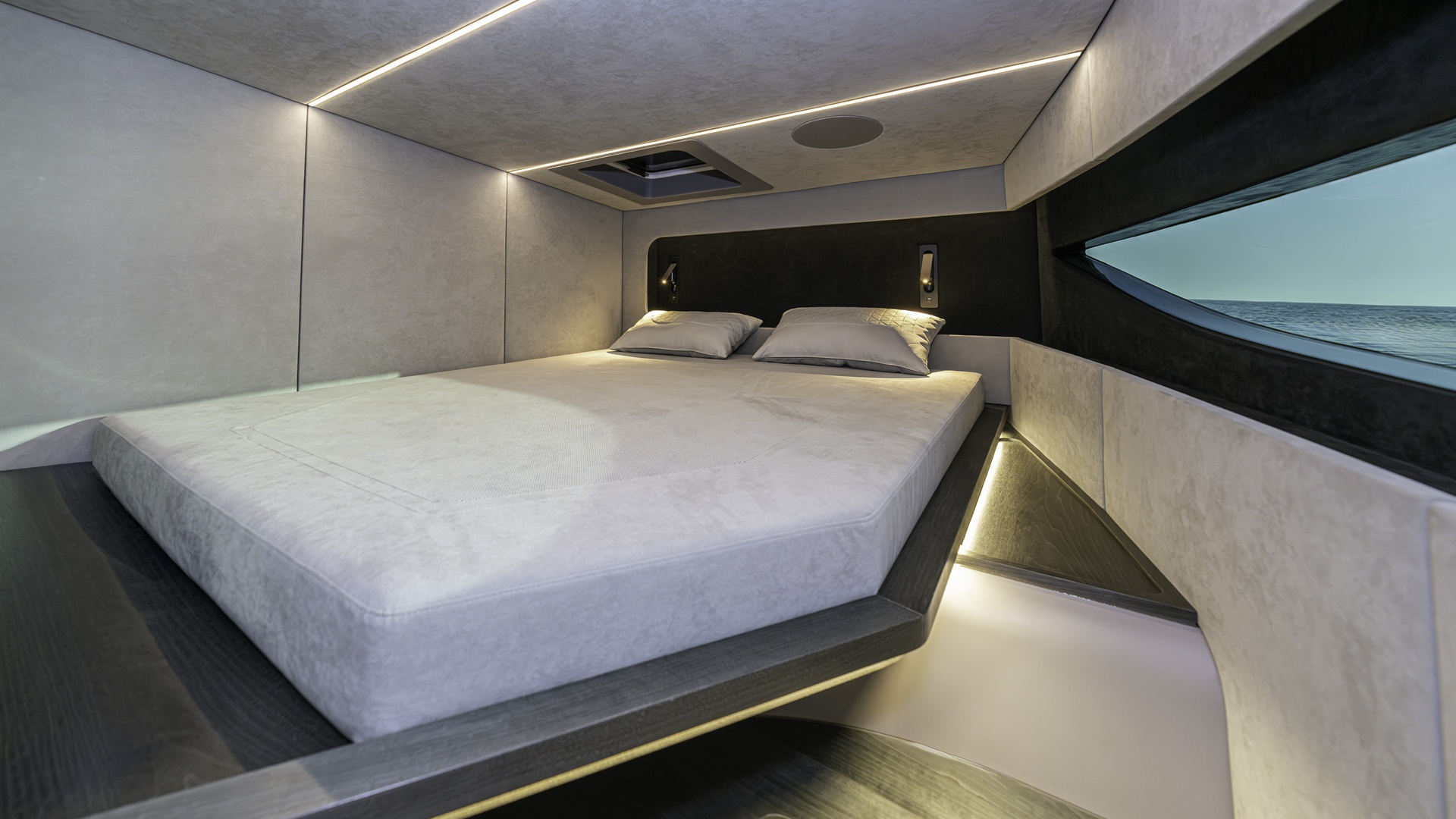 A close-up image of the bed inside the BRABUS Ultima 55