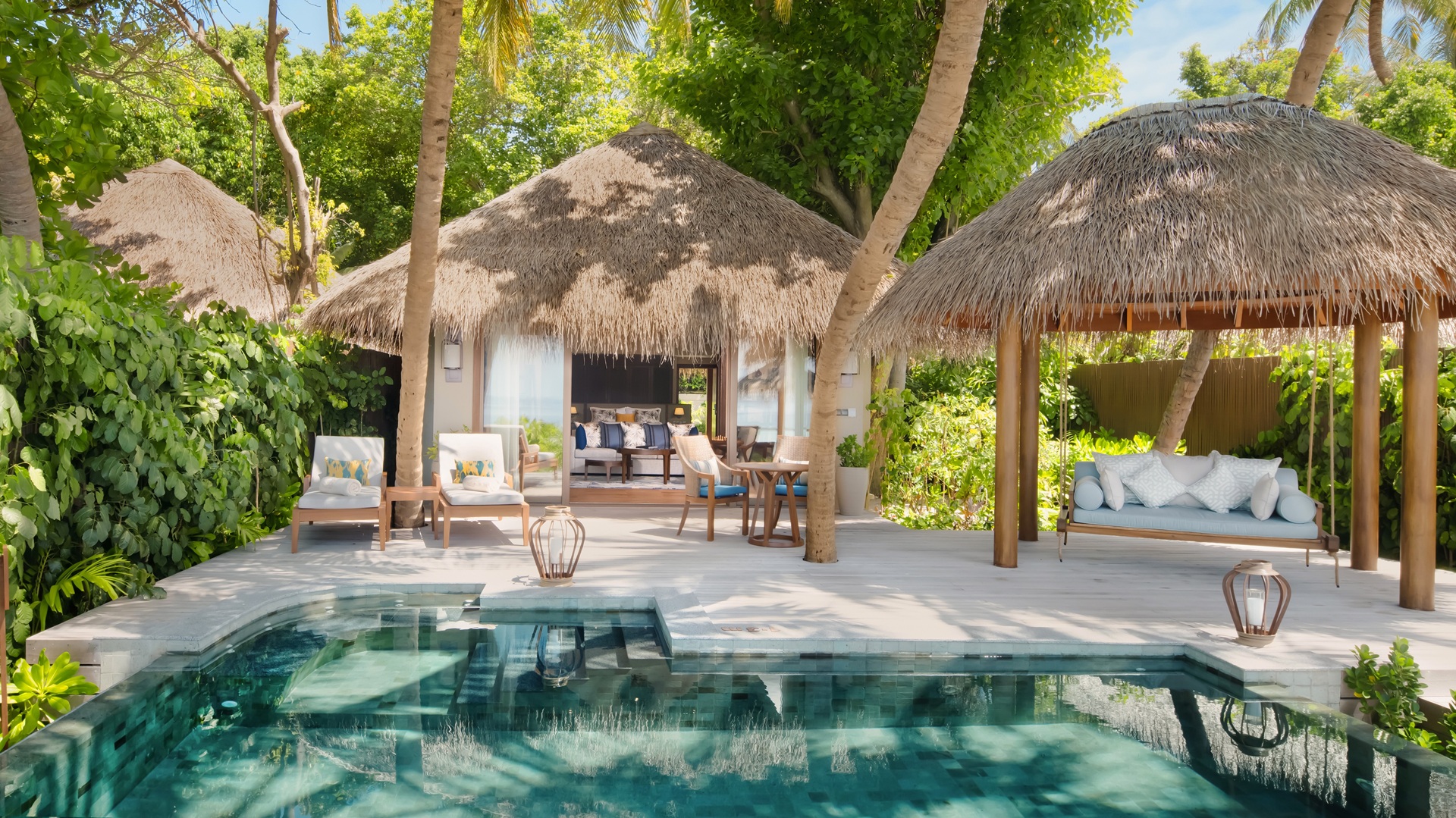 The Baros Suite swimming pool area, part of Baros Maldives Villas