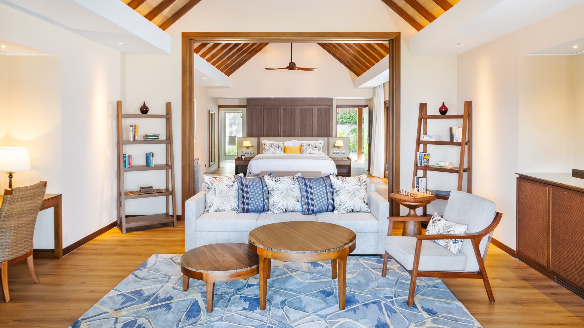 The living area inside a Baros Suite, part of Baros Maldives Villas