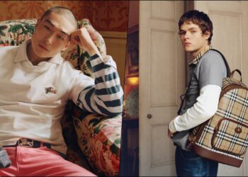 A collage of two images, with models sporting select pieces from Burberry's Autumn 2026 Collection, launched during the Burberry Countryside Campaign