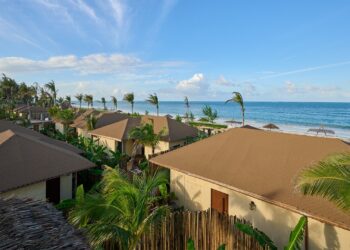 An aerial exterior shot of the villas at ENVI Paje Zanzibar