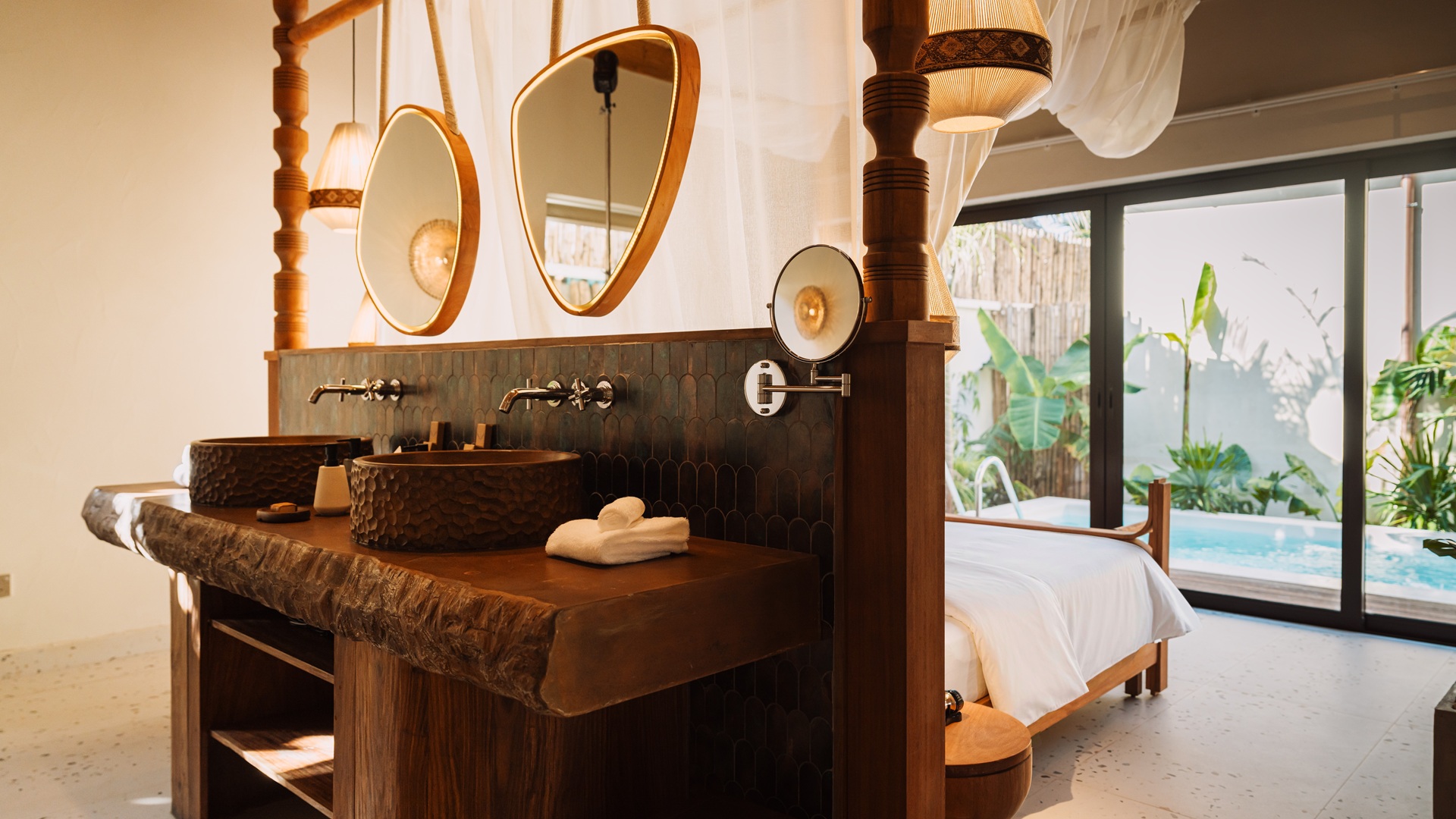An interior shot of the Deluxe Garden Villa at ENVI Paje Zanzibar