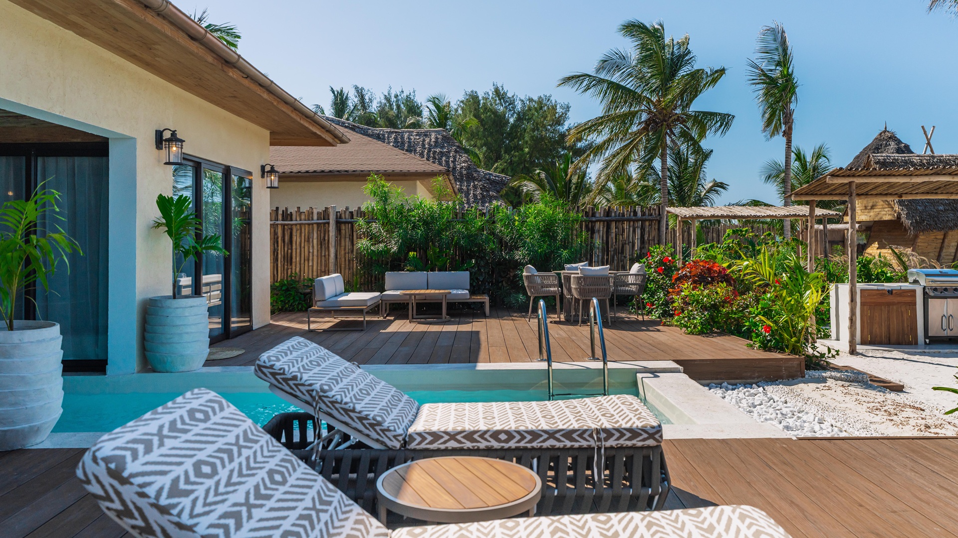 A shot of the pool in Signature Ocean Villa at ENVI Paje Zanzibar
