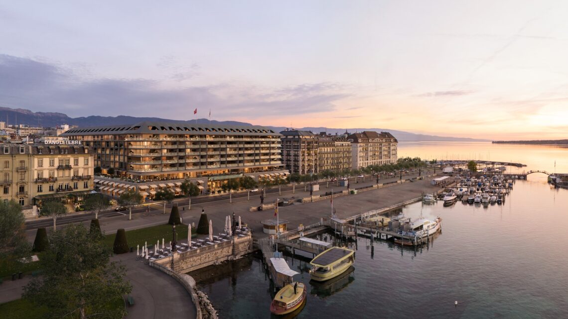 An exterior wide shot of the Fairmont Grand Hotel Geneva, part of Fairmont Renovations