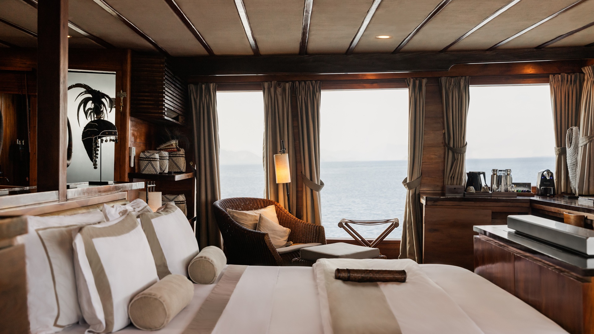 An interior shot of the suite inside the yacht - Prana by Atzaró