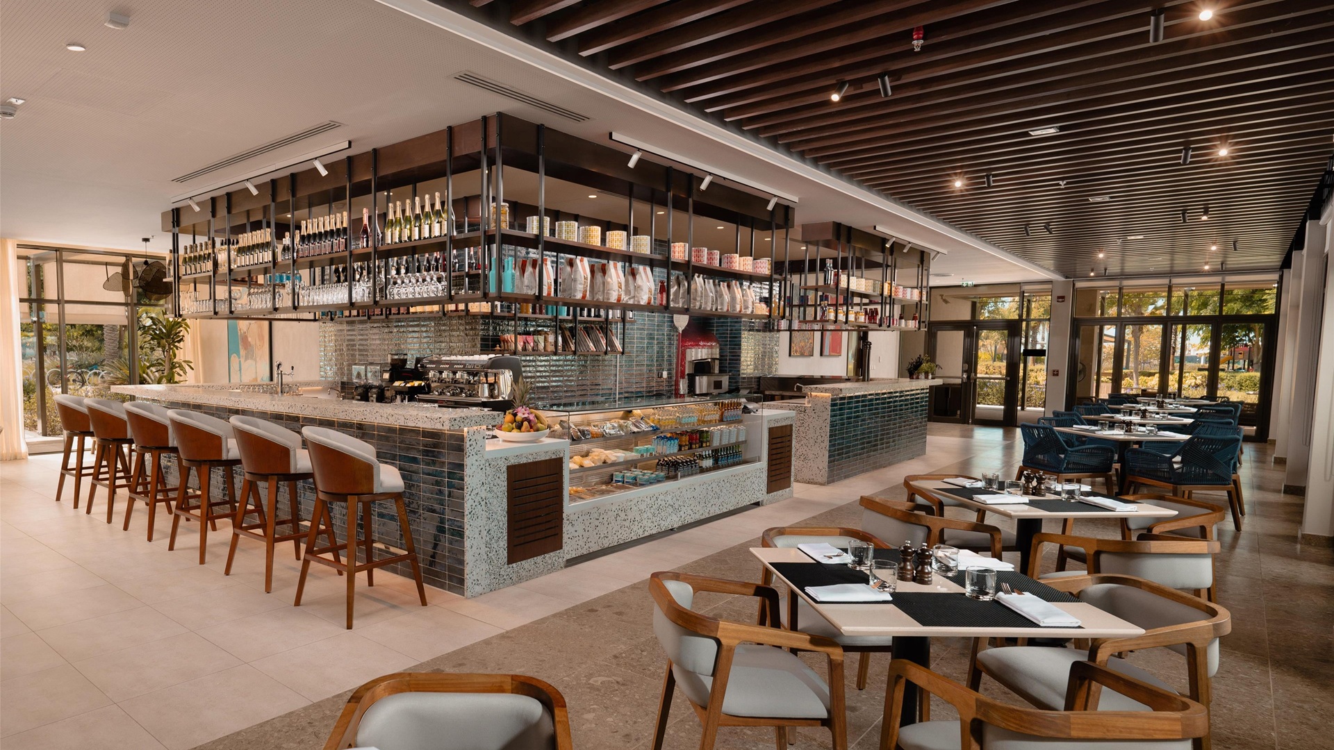 A dining area inside the Turtle Bay Resort, Saudi Arabia
