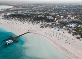 An aerial shot of the Turtle Bay Resort, Saudi Arabia