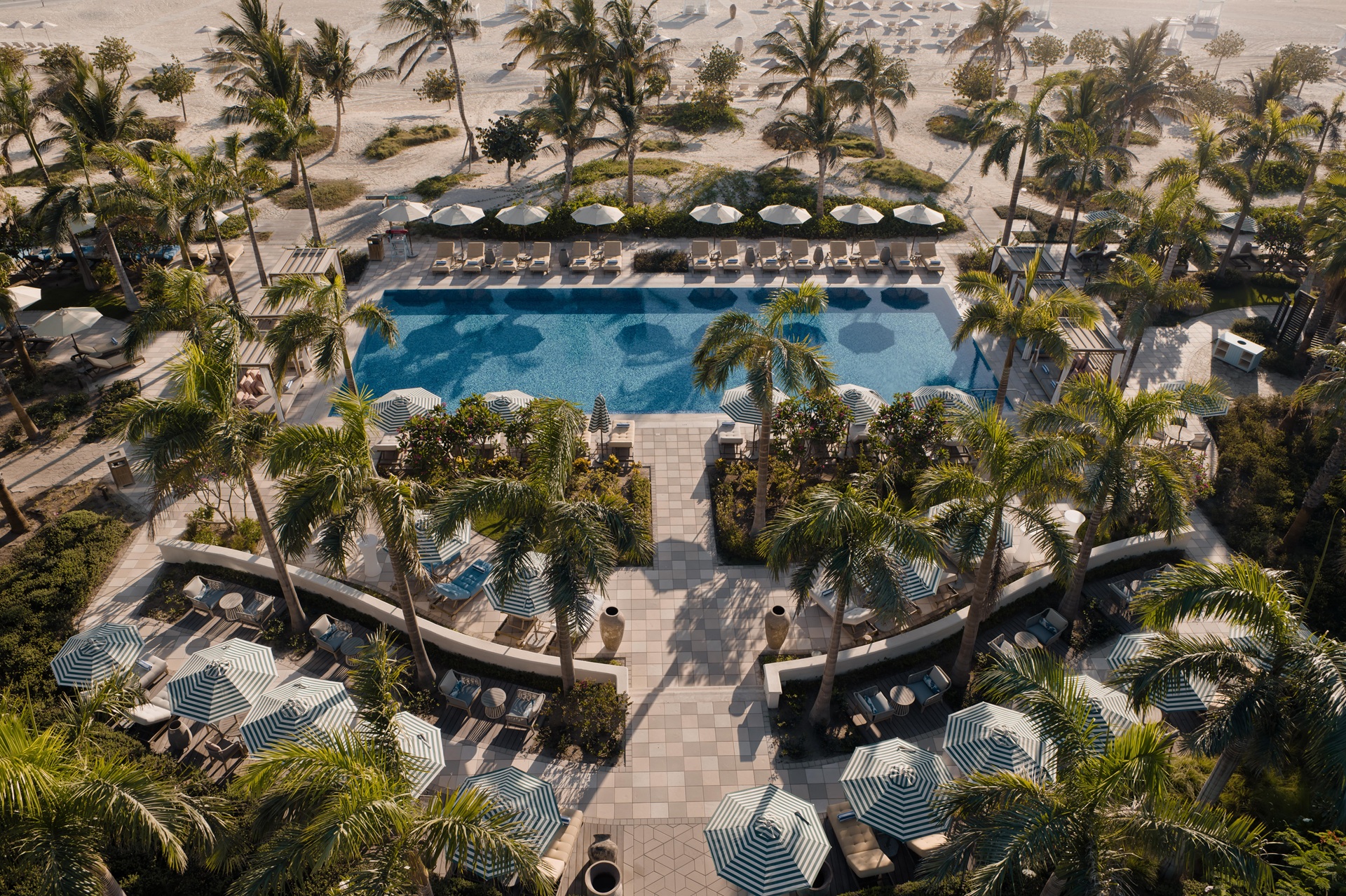 An aerial shot of the hotel pool at Turtle Bay Resort, Saudi Arabia