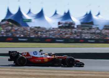 Lewis Hamilton at Silverstone Circuit.