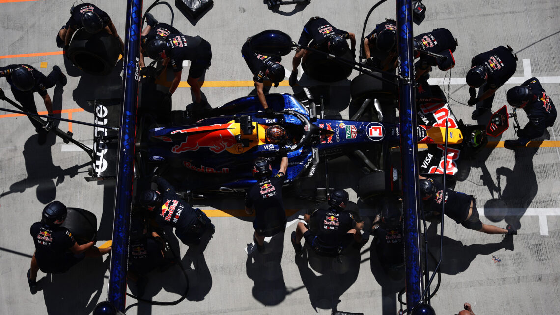 Red Bull F1 Team Pit Stop Practice in 2026 Hungarian Grand Prix.