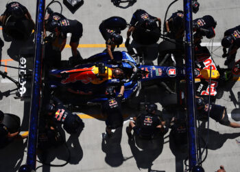 Red Bull F1 Team Pit Stop Practice in 2026 Hungarian Grand Prix.