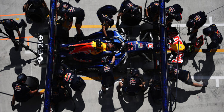 Red Bull F1 Team Pit Stop Practice in 2026 Hungarian Grand Prix.