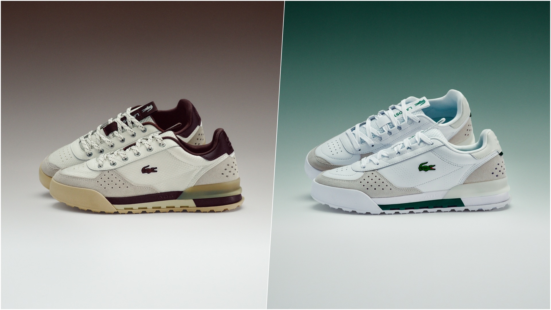 Lacoste Slam Break: A collage of two images, showcasing different variants of the sneaker launched