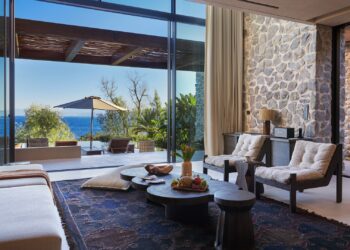 Maxx Royal Bodrum Villas: An image of the living room and the view from it.