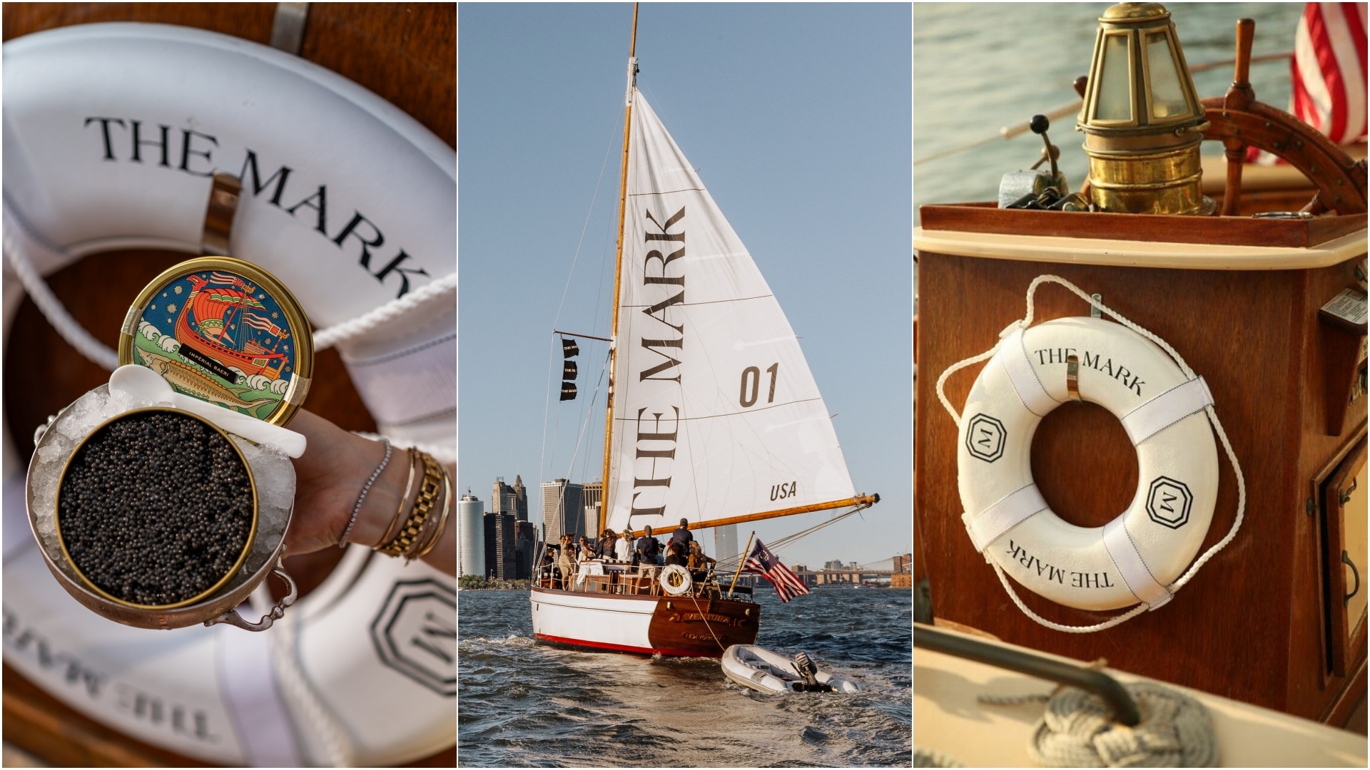 The Mark Grand Slam: a collage of three images, all focused a sections of the Kaspia Sail