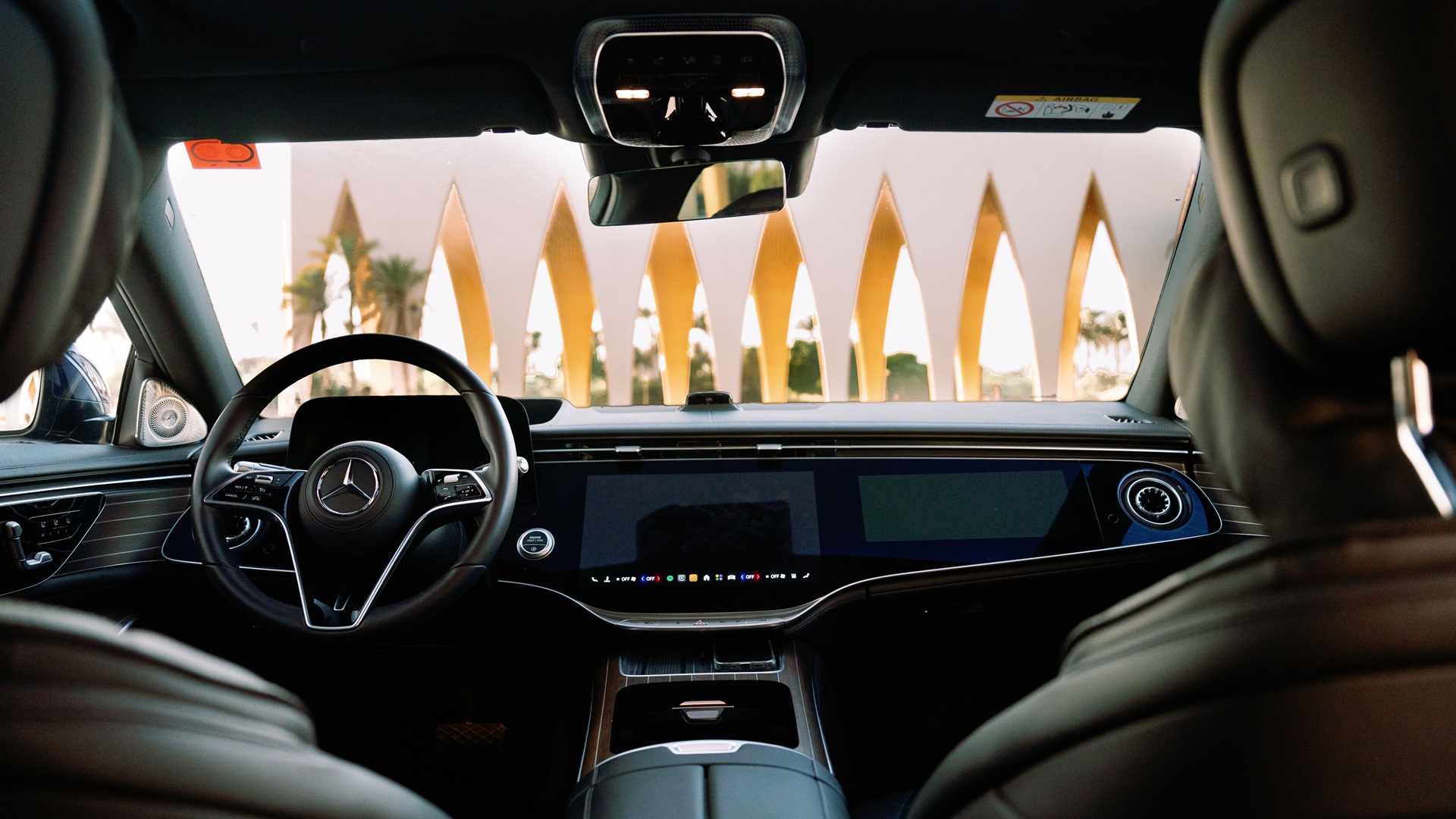 2026 Mercedes-Benz S-Class Review: An image of the dashboard, taken from the back seat