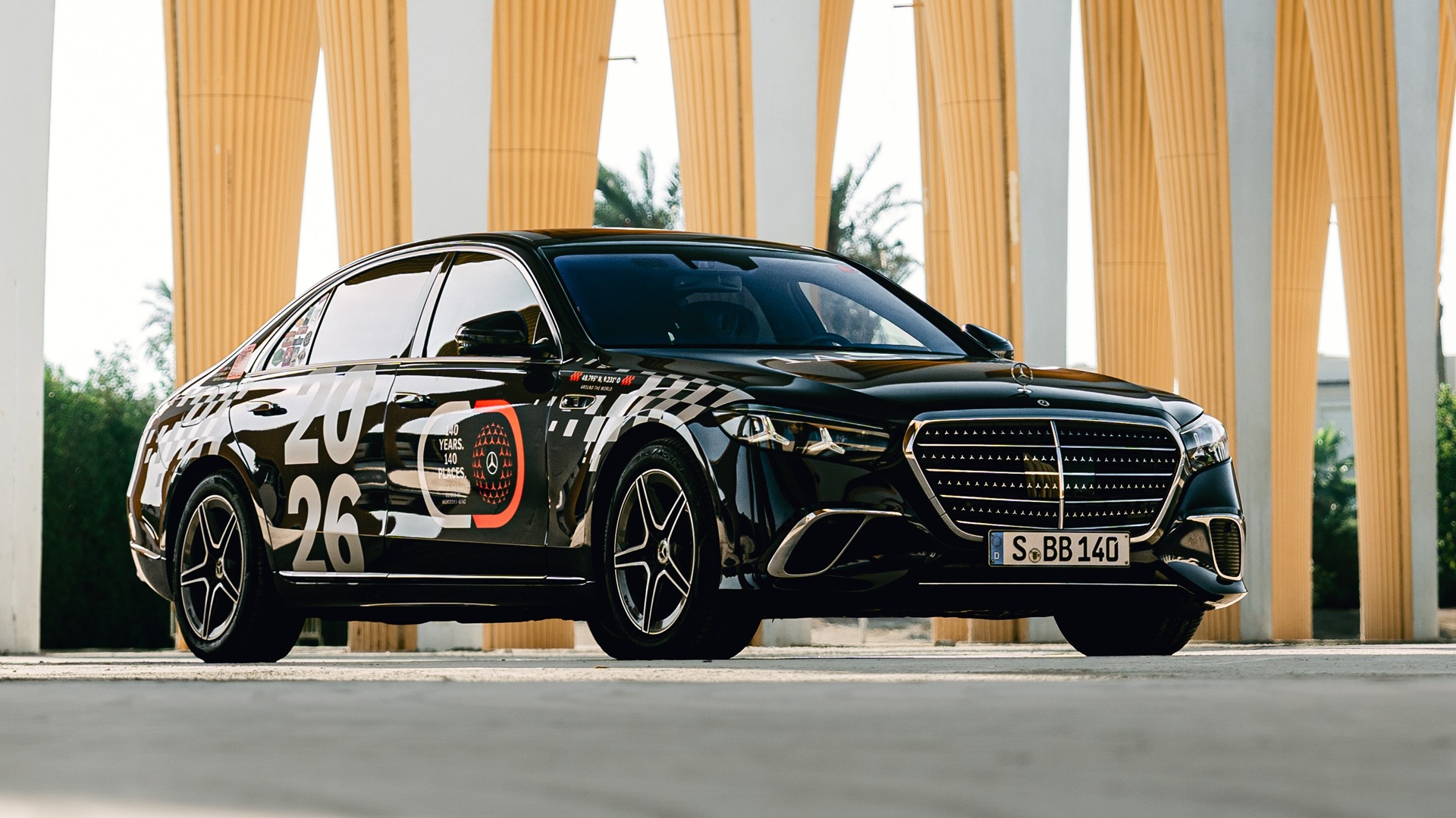 2026 Mercedes-Benz S-Class Review: A static image of the car focusing on the front-right section of the exterior.
