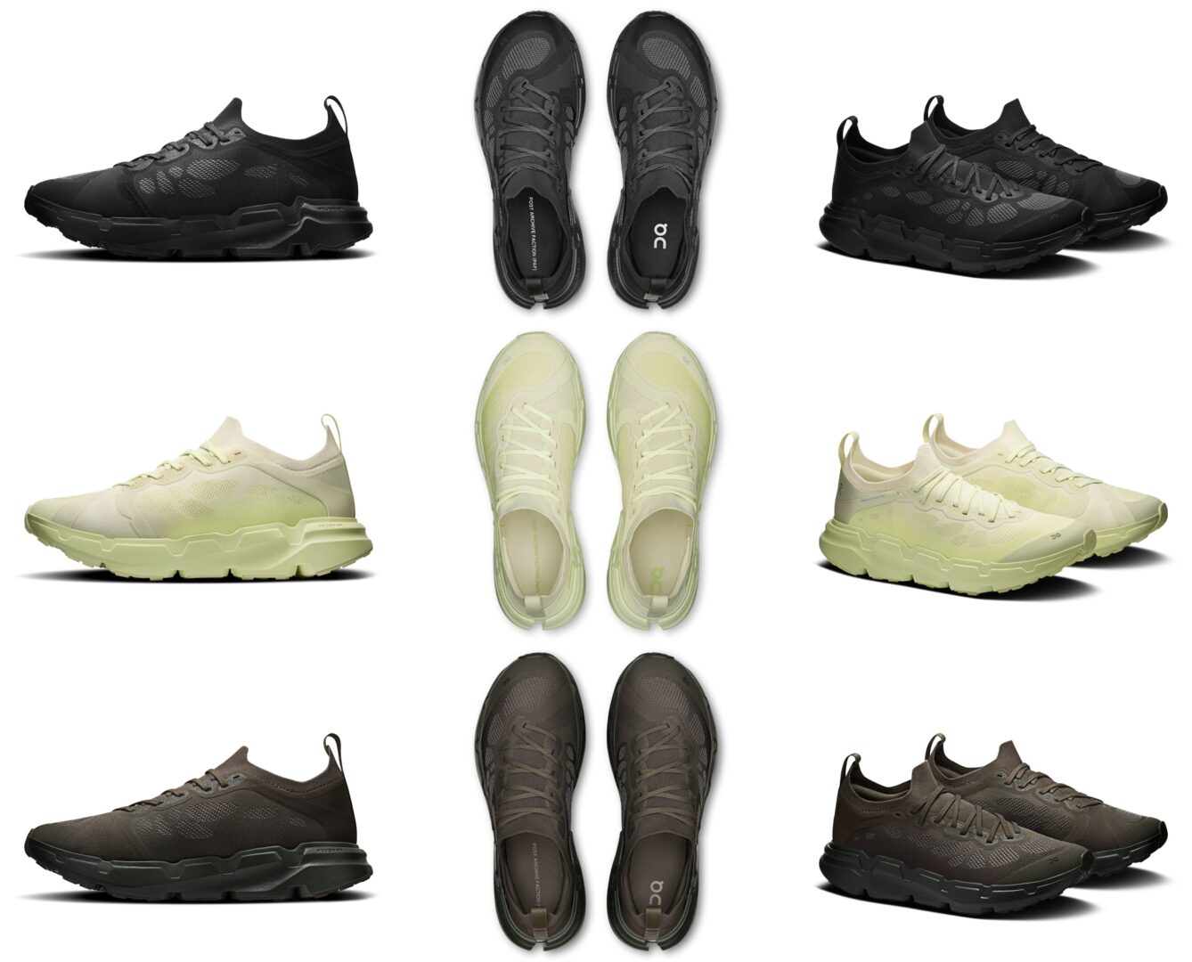 Cloudsoma PAF - On x PAF: A collage of images showcasing all colourways of the limited-edition shoe
