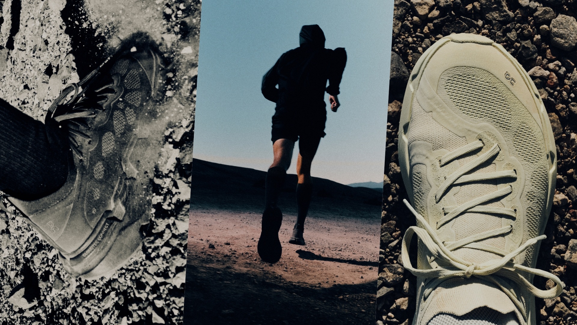 Cloudsoma PAF - On x PAF: A collage of three images showcasing different colourways of the limited-edition shoe