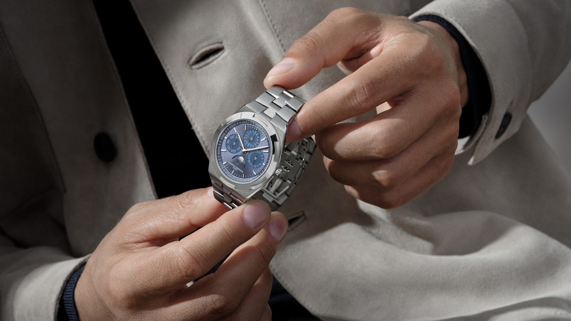 Vacheron Constantin Overseas Perpetual Calendar Ultra-Thin Azure Dial.