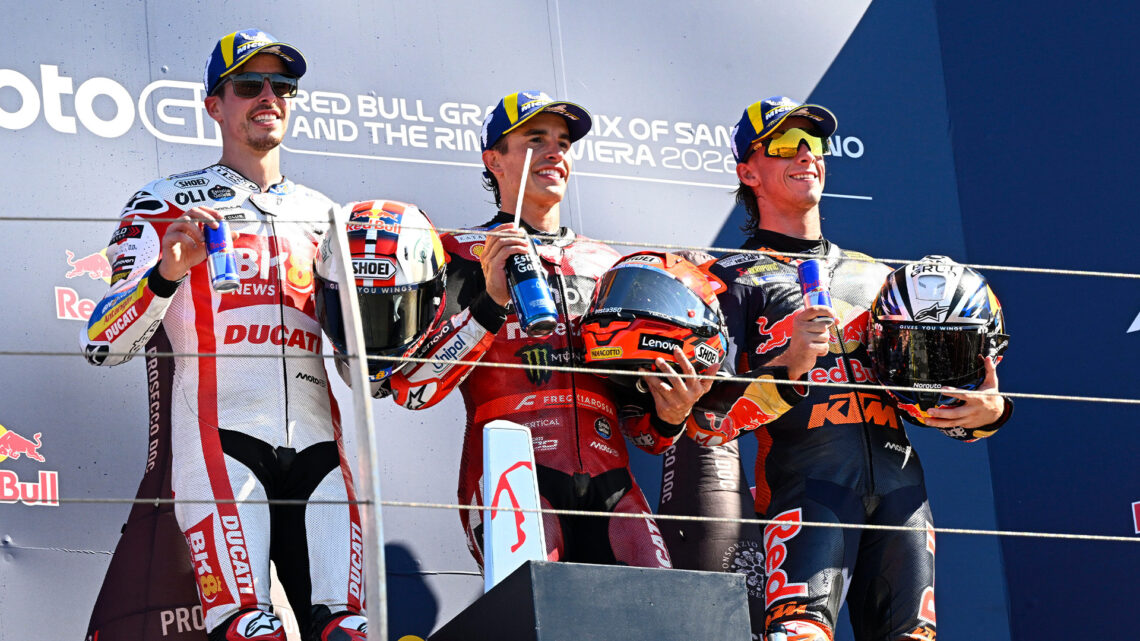 2026 MotoGP San Marino GP Podium Finishers. Source: Red Bull Content Pool.