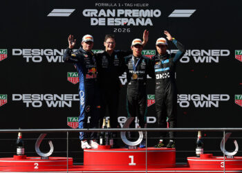 2026 Spanish GP Podium Finishers. Source: Red Bull Content Pool.