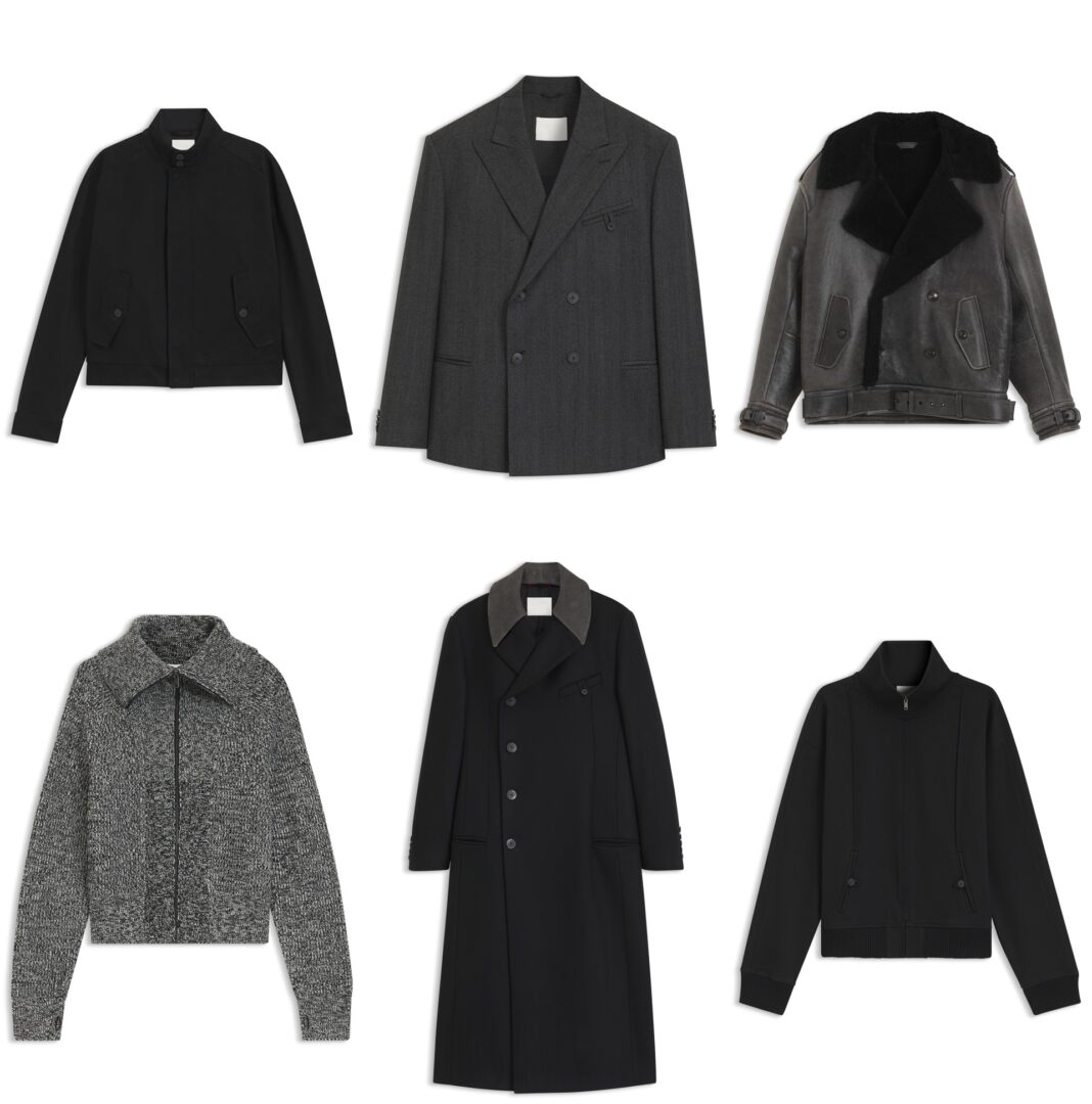 HUGO x entire studios: A collage of six images with the coats for men