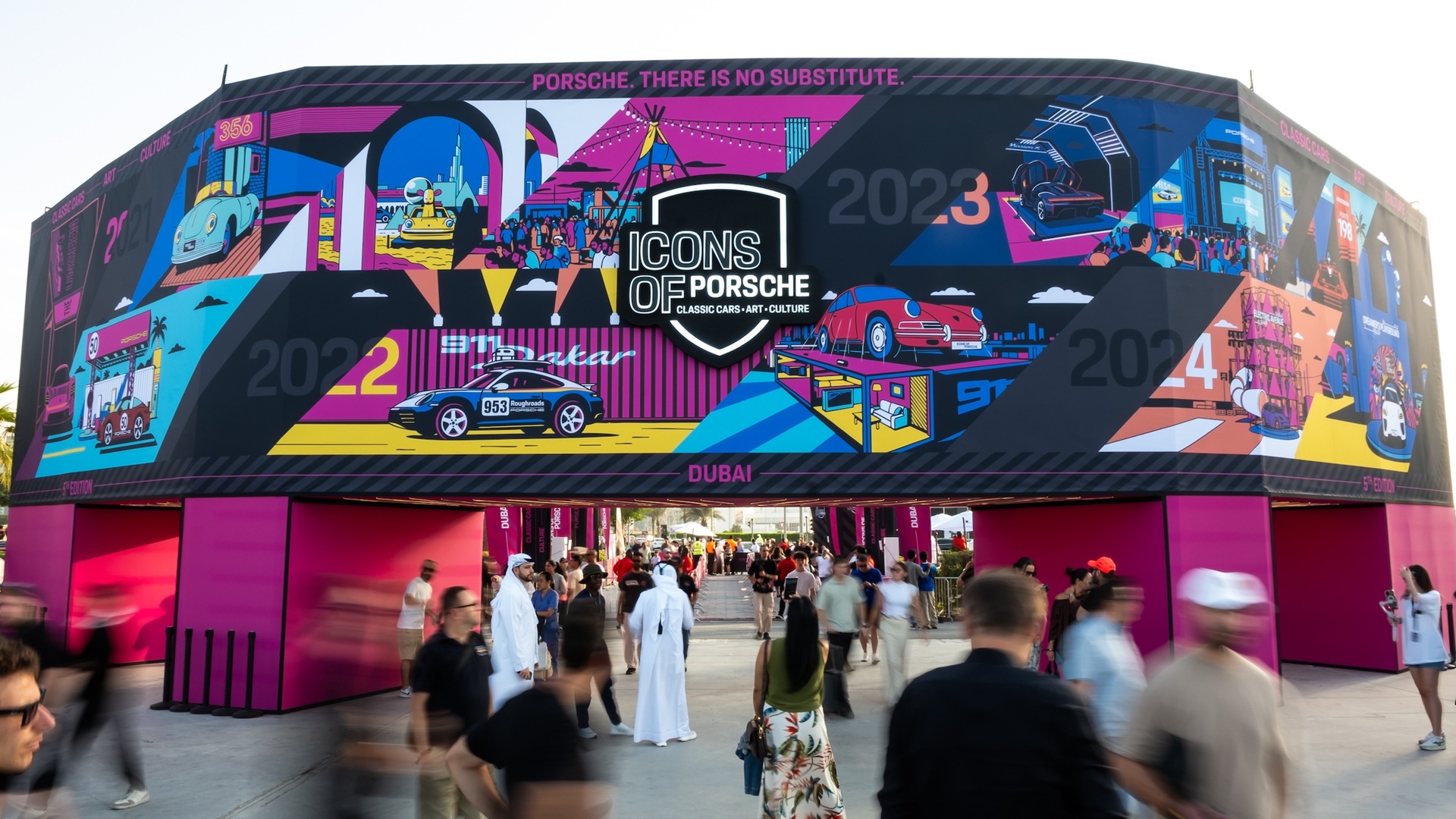 Icons of Porsche 2026: A vibrant image of the entrance with the festival's branding.