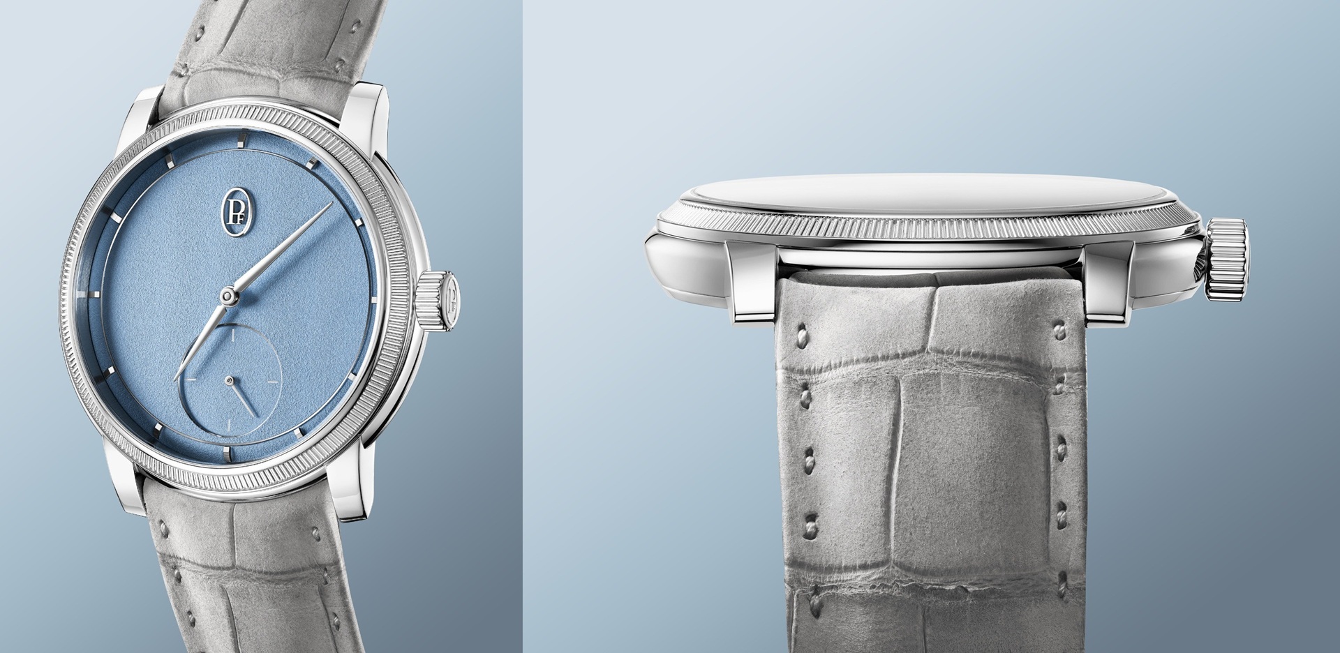 Parmigiani Fleurier Toric Petite Seconde in Morning Blue.