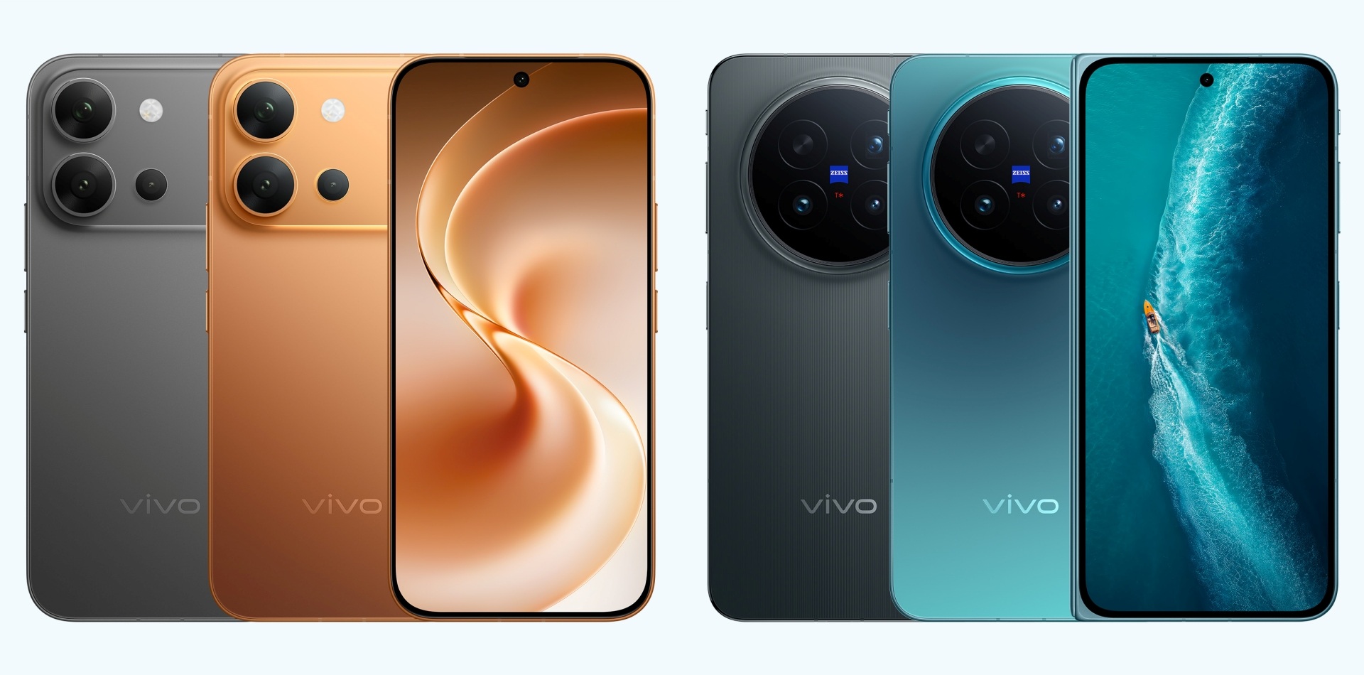 vivo in the UAE: A collage of two images showcasing the colour options for the vivo V80 and vivo X Fold6