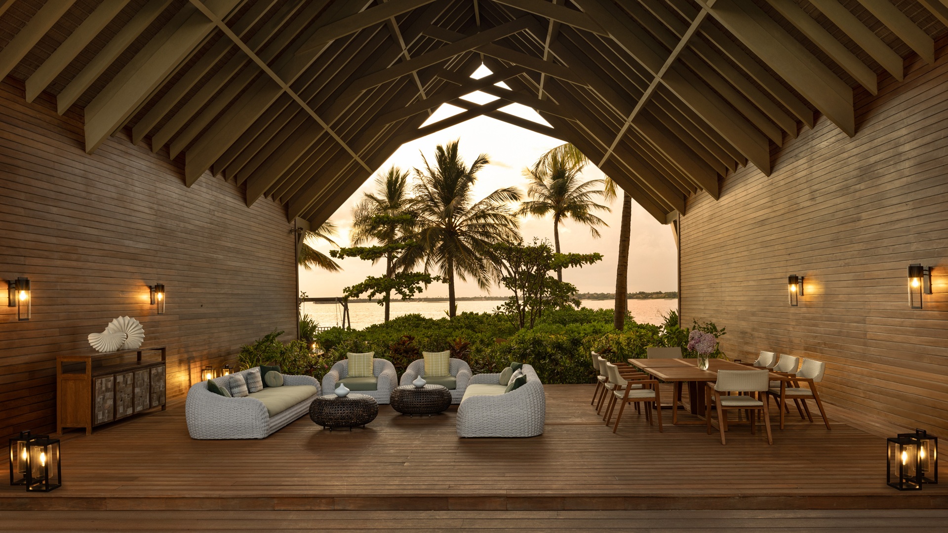 Waldorf Astoria Maldives - The lounge area inside the four bedroom residence at Ithaafushi The Private Island Spa & Wellness