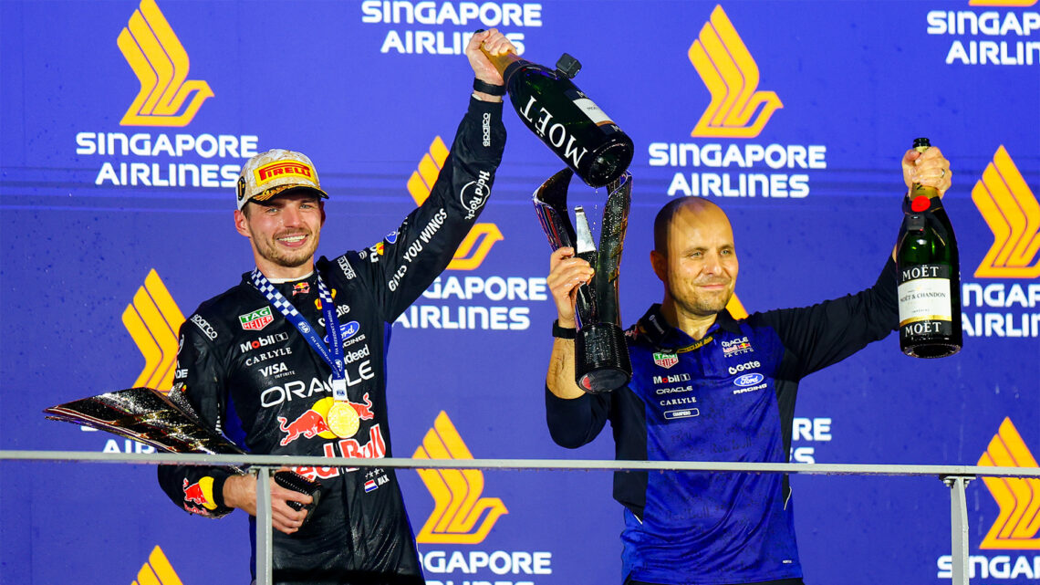 Max Verstappen wins the Singapore GP. Source: Red Bull Content Pool.